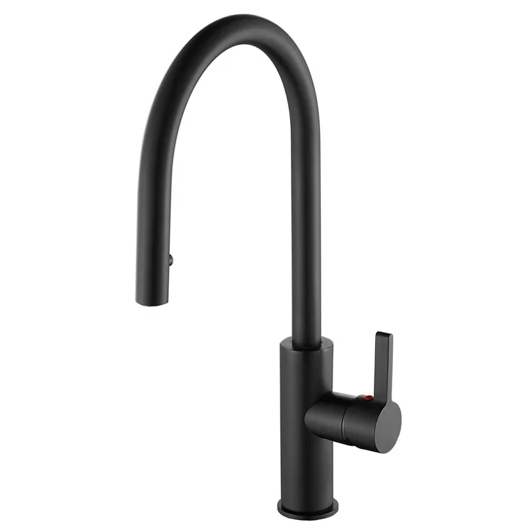 NEW Product Pull Out Single Handle Brass Pull Down Hot Cold mixer Black Kitchen Sink Faucet 8775A