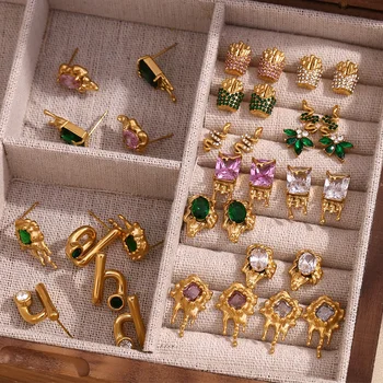 Christmas Jewelry Zircon Earrings Gold Plated Jewelry Earrings Wholesale Bulk Stainless Steel Jewelry