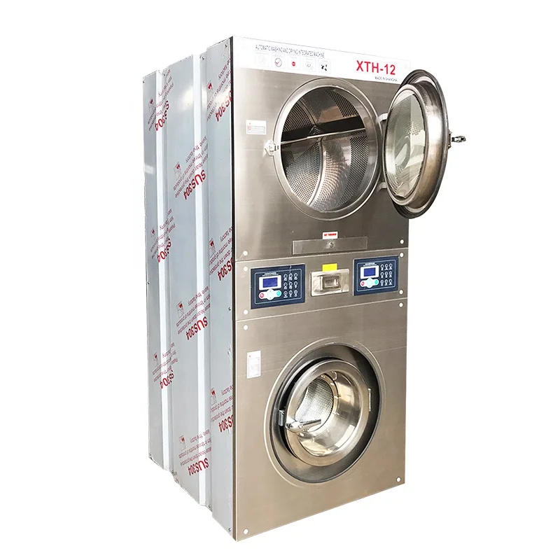 Коммерческое прачечное оборудование стиральная машина и сушилка с двойным стеком 12 кг