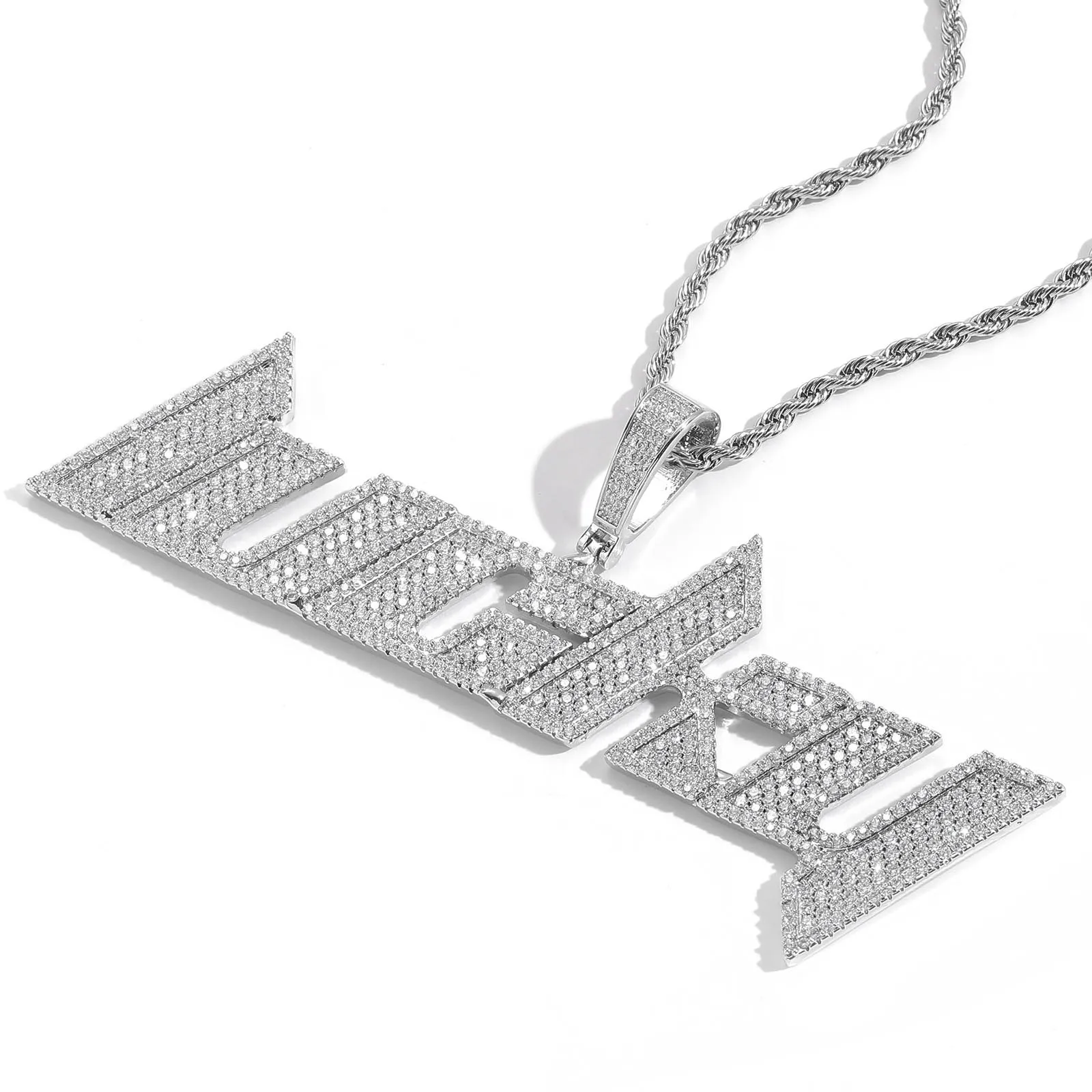 Factory Price Can Be Customized DIY Blade Lettering Combination 925 Sterling Silver Mozambique Diamond Necklace Pendant