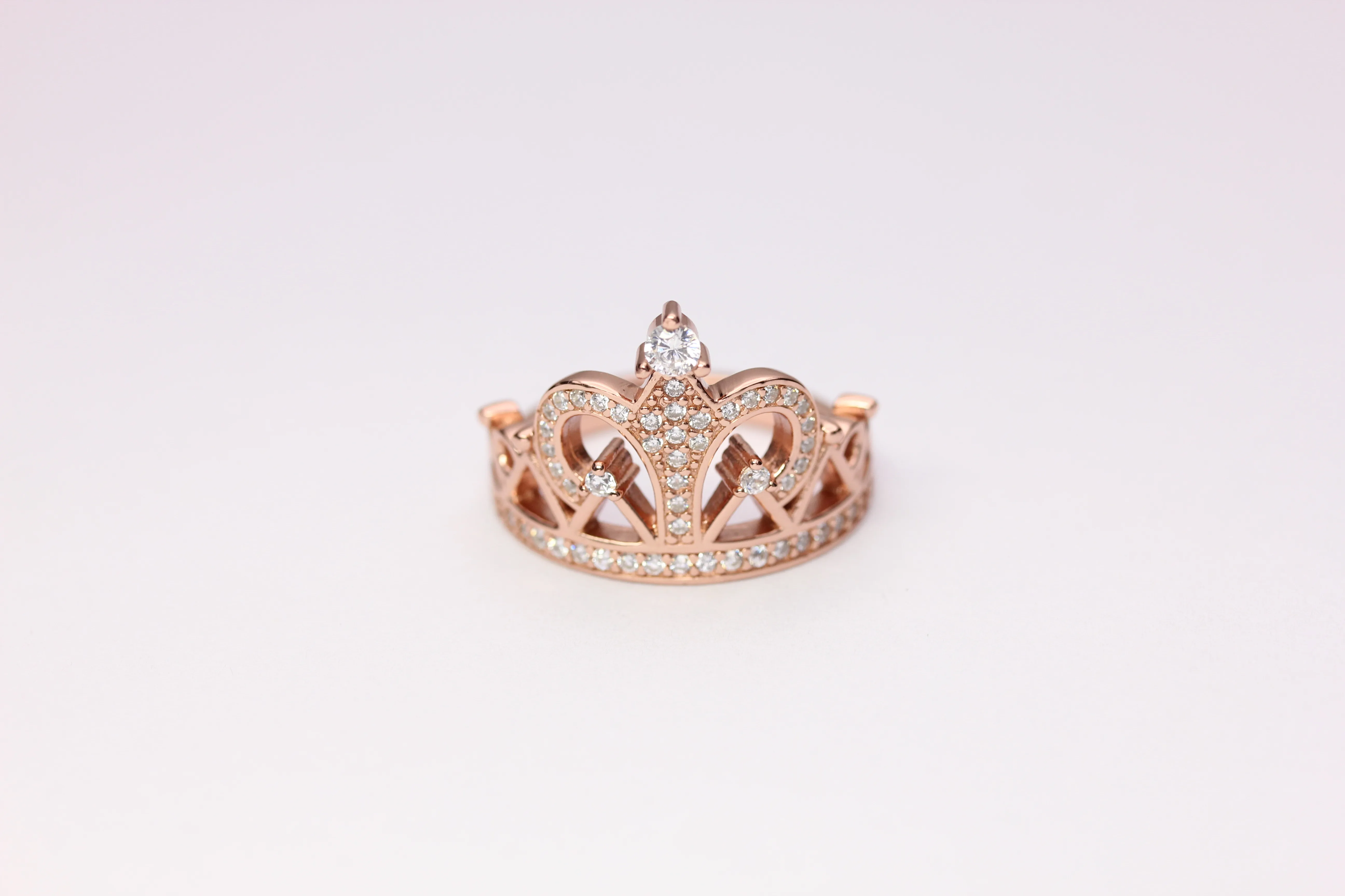 Princess Crown Tiara Wedding CZ Band Eternity Ring 925 Sterling Silver ...