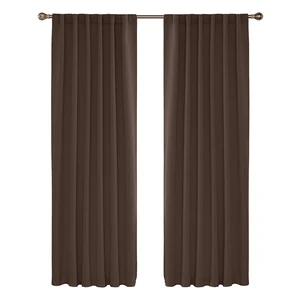 Ready Made Blackout Chocolate Brown Curtains Thermal Insulated Grommet Curtain Panels for Bedroom