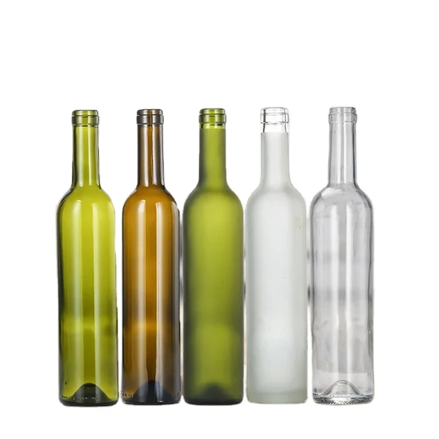 Empty Clear Glass Wine Bottle Glass Wine Liquor Glass Bottle with Sealed Cork Lid