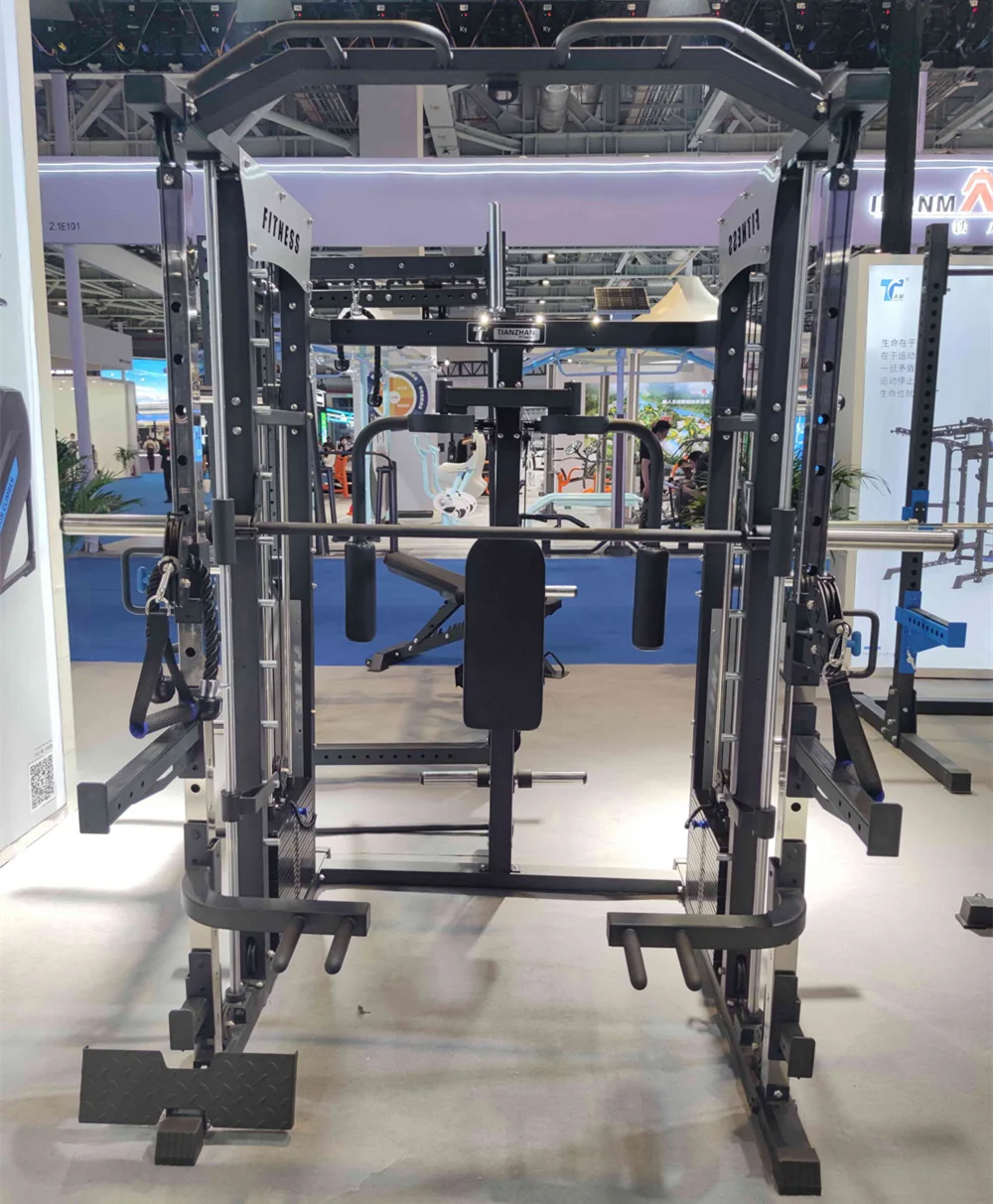 Commercial Gym Cable Functional Trainer Standing Squat Power Rack Cage All in One Fitness Multi Functional Smith Machine