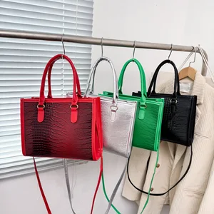 Vintage Fashion Handbags Square Large Totes for Office Lady Zip PU Leather Top Hobo Purse Women Shoulder Bag