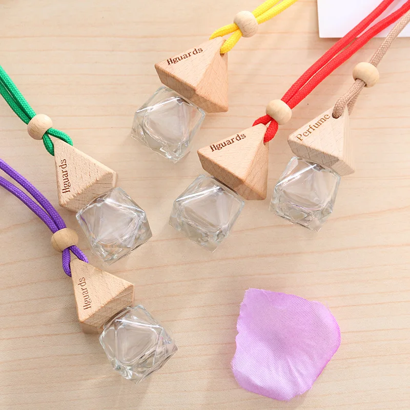 Wholesale 10ml Empty Diffuser Vent Air Hanging Wooden Cap Car Perfume Bottle