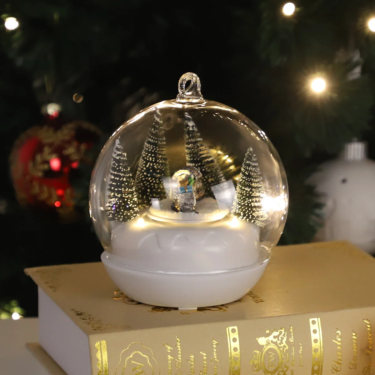 Creative gift carousel glass ball ornament unicorn octave gift wholesale snow music nativity glass Christmas balls