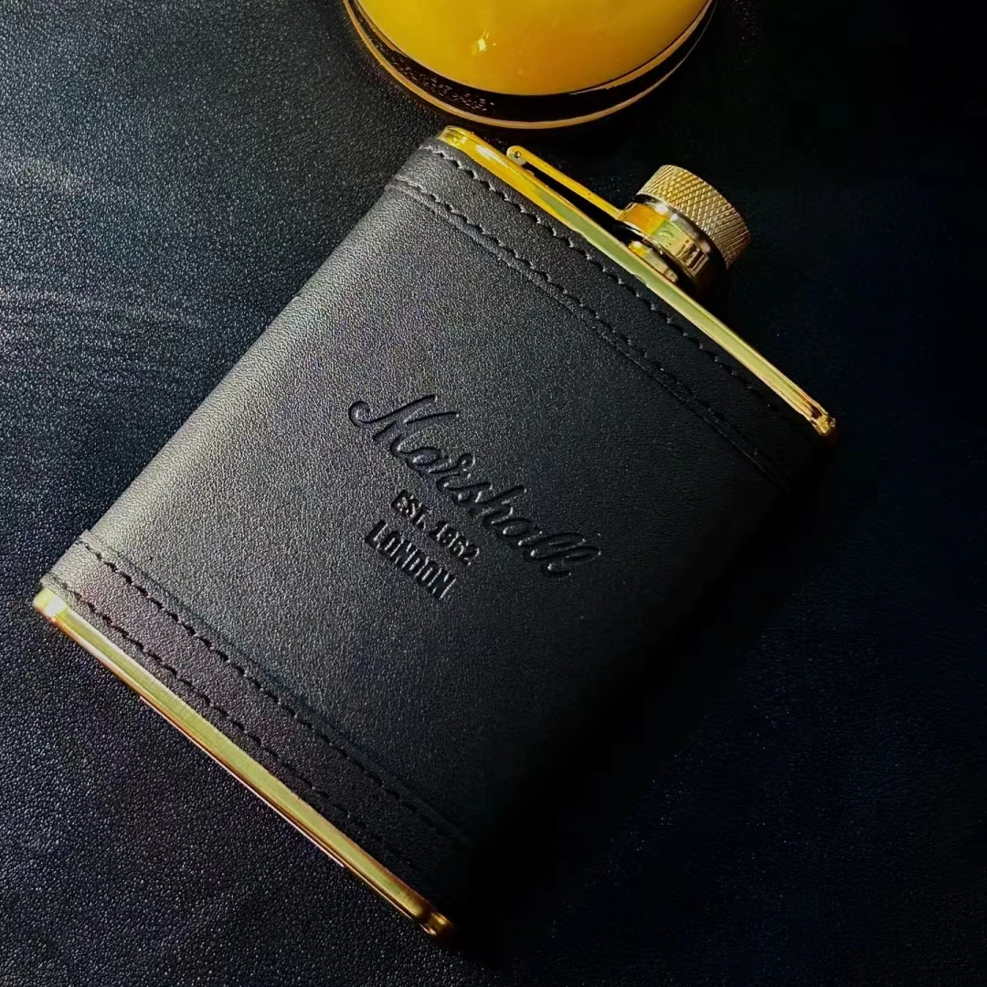 Logo Customize Factory Liquor Flasks 8oz Whiskey Stainless Steel Hip Flask With PU Leather