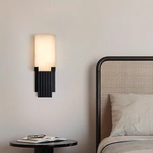 Modern Stainless Steel Marble Wall Lamp for Home Office Stair LED for Simple Living Room Bedroom Study Designer Model for Hotel