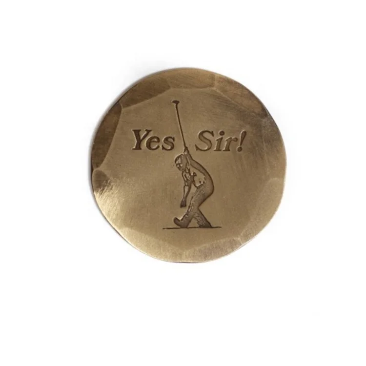Custom logo Engraved Antique Copper Handmade Golf Ball Markers With Unique Edge factory