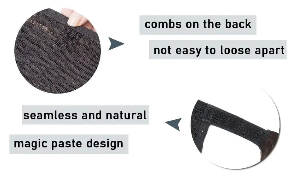 Coda di cavallo 100% capelli umani, europea, liscia, castano scuro, con clip, coda di cavallo, macchina per capelli Remy_voghion.com