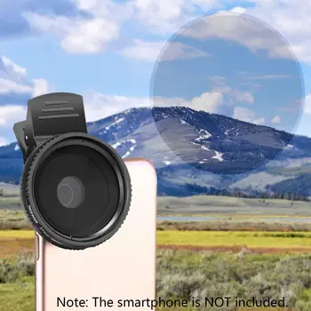Adjustable Neutral Density Filter with Phone Clip NEEWER 37mm Clip on ND2-ND400 Phone Lens ND Filter Kit product image