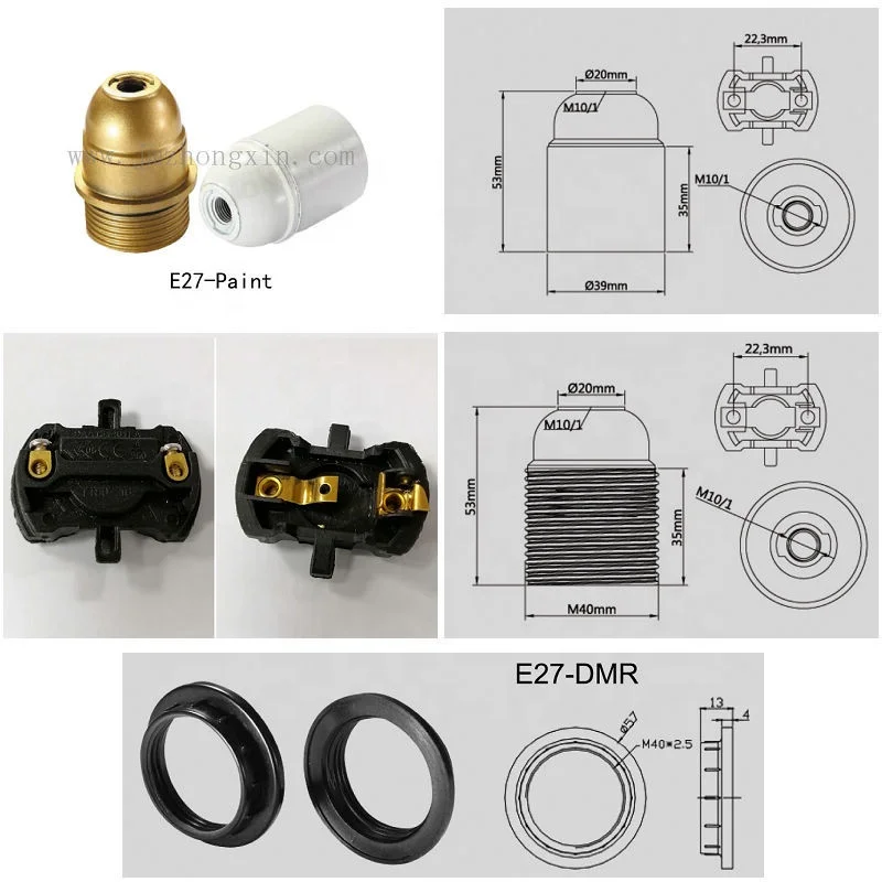 Light Bulb E27 Threaded Pet Lampholder With Lock Ring
