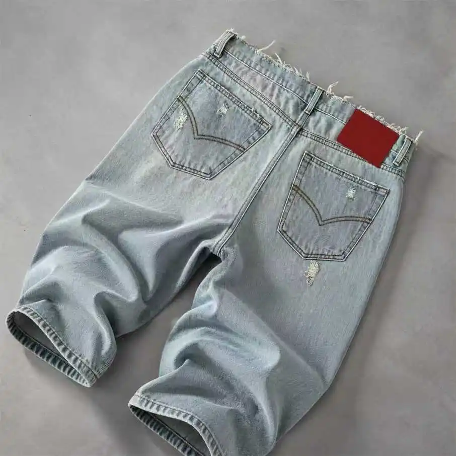 Men's High Waist Distressed Straight Leg Jeans Plus Size Loose Fit Cotton Denim Pants With Ripped Holes Casual Streetwear Style gallery 4