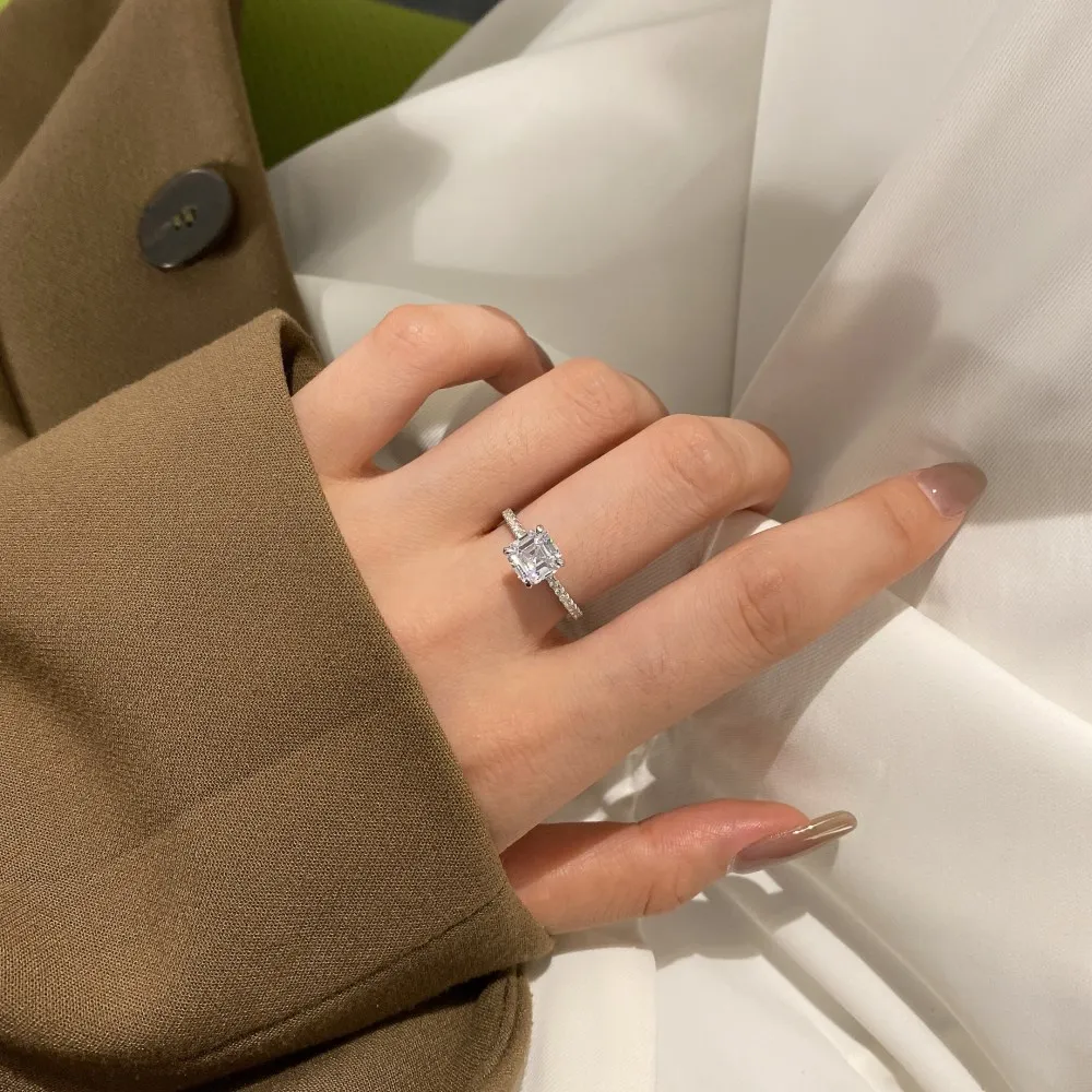 KAKODIY 5A Cubic Zirconia Square Cubic Zirconia Ring Women's Geometric Ring Shiny Exquisite Simple Electroplated Women's Jewelry Ring detail 4