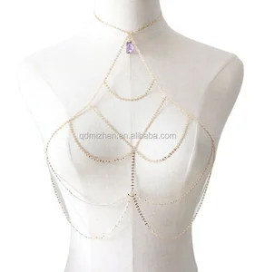 2017 Latest Classic Party Club Accessories Sexy Quartz Brass Handmade Body Chain Pendant Rhinestone Bikini Body Chain Weddings