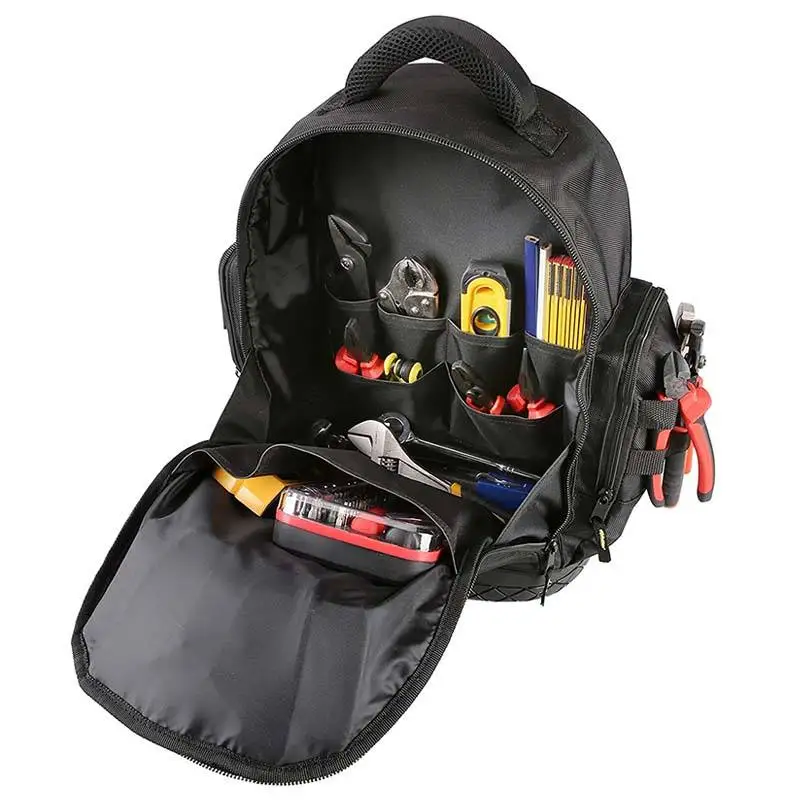 Canvas Waterproof Plastic Base Tool Storage Bag Custom Electrician Heavy Duty Tool Backpack