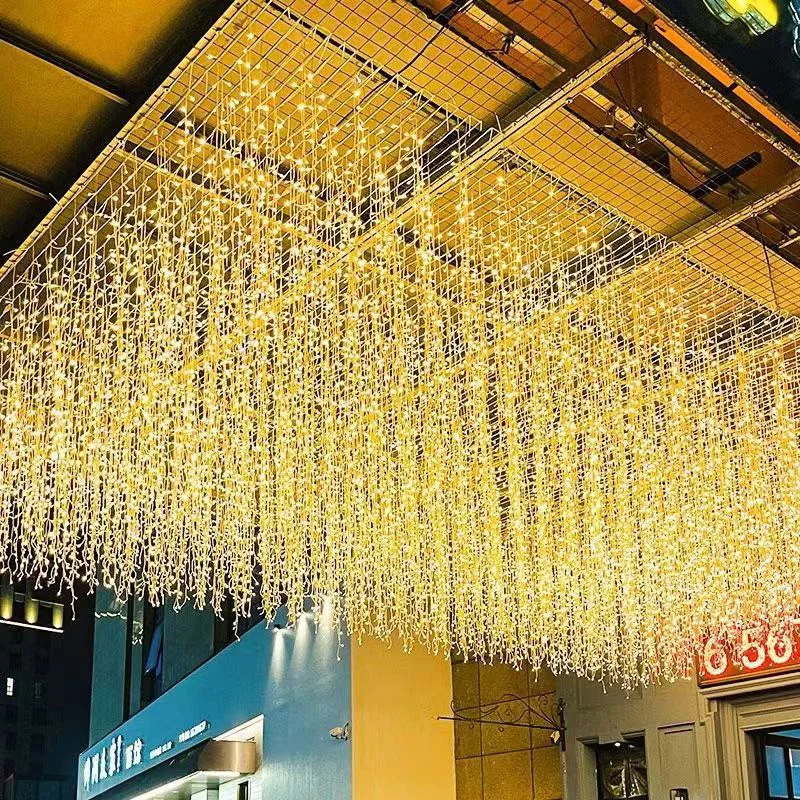 LED Starry Waterfall Waterproof Curtain Color String Light Shopping Mall Outdoor Engineering Decorative Light