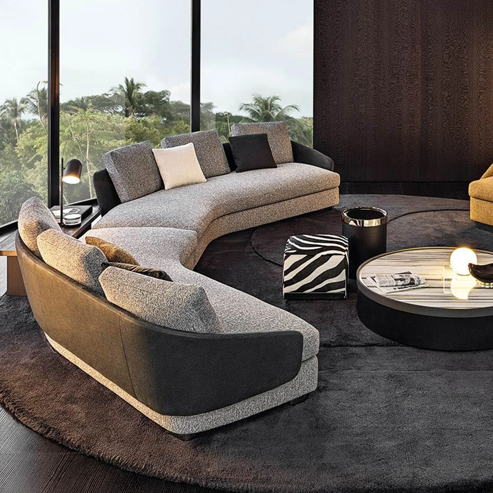 Customized Zebra Pattern Velvet Foot Pouf Stool Ottoman for Living Room