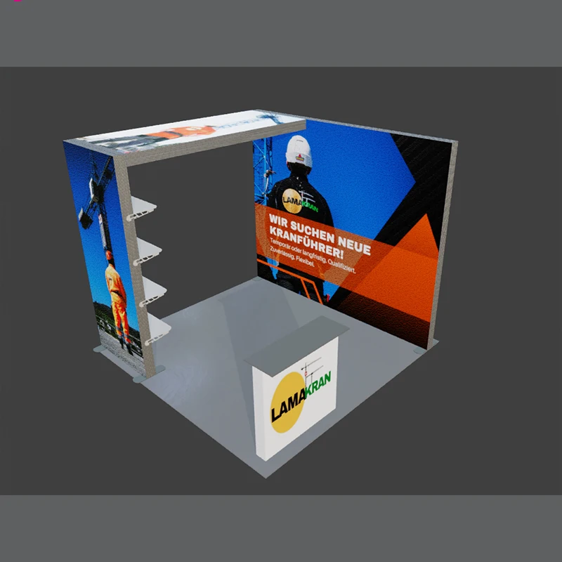 Free Design Backlit Exhibition Booth Design Portable Trade Show Backdrop LED L-shaped Corner Exhibition Light Box