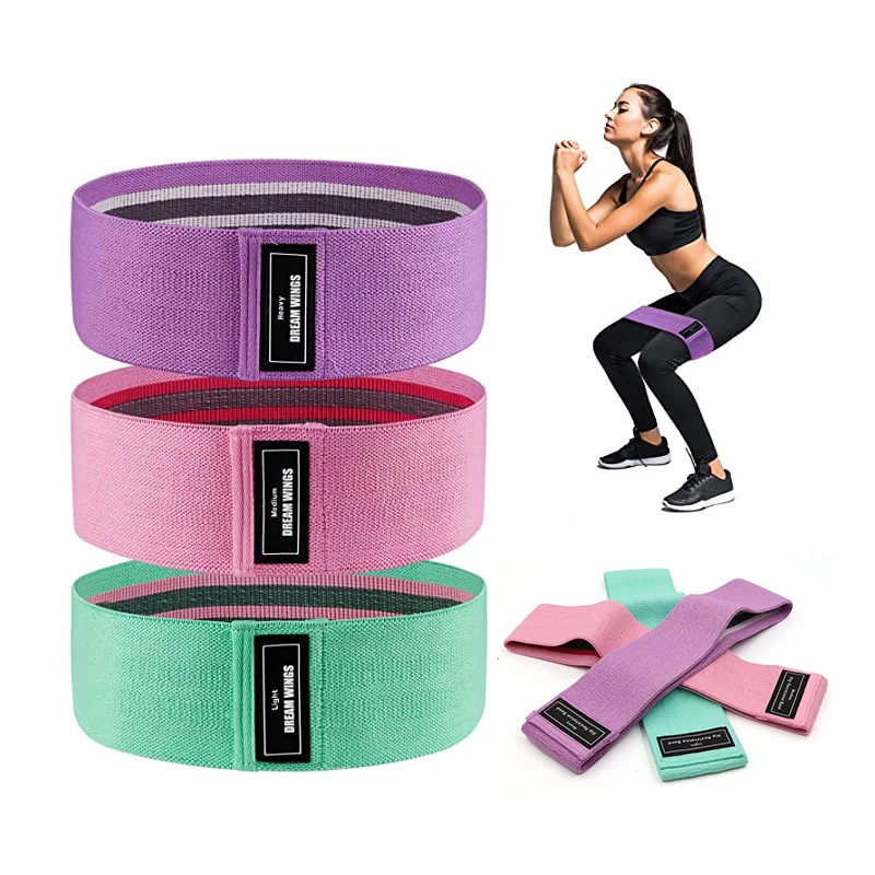 Set Di 3 Fasce Di Resistenza In Tessuto Per Glutei E Gambe, Con Borsa, Livelli Leggero, Medio, Pesante - 2