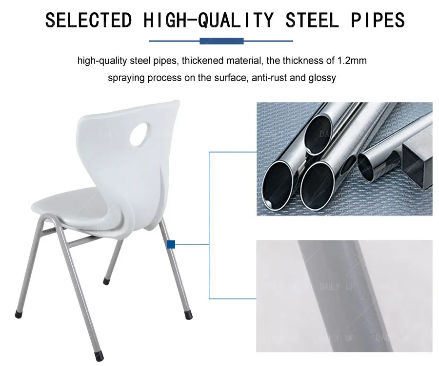 Stackable Household Chair With Thick Seat Metal Frame Office Chair Ergonomic Leisure Chair For Living Room Kitchen Dining