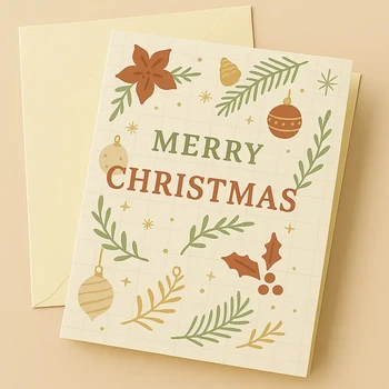 Creative INS Style Premium Fold Christmas Eve Message Card Invitation Set Square Christmas Blessing Card Envelope Made of Paper