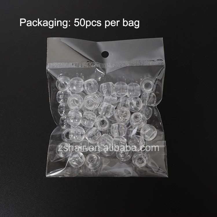 Дешевые прозрачные пластиковые бусины для волос для дредов, 50 шт., аксессуары для волос