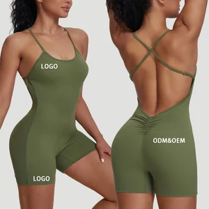 One-piece Yoga Wear for Women with Backless Design Breathable Spandex/Nylon Fabric Four-way Stretch for Beautiful Back Hip Lift