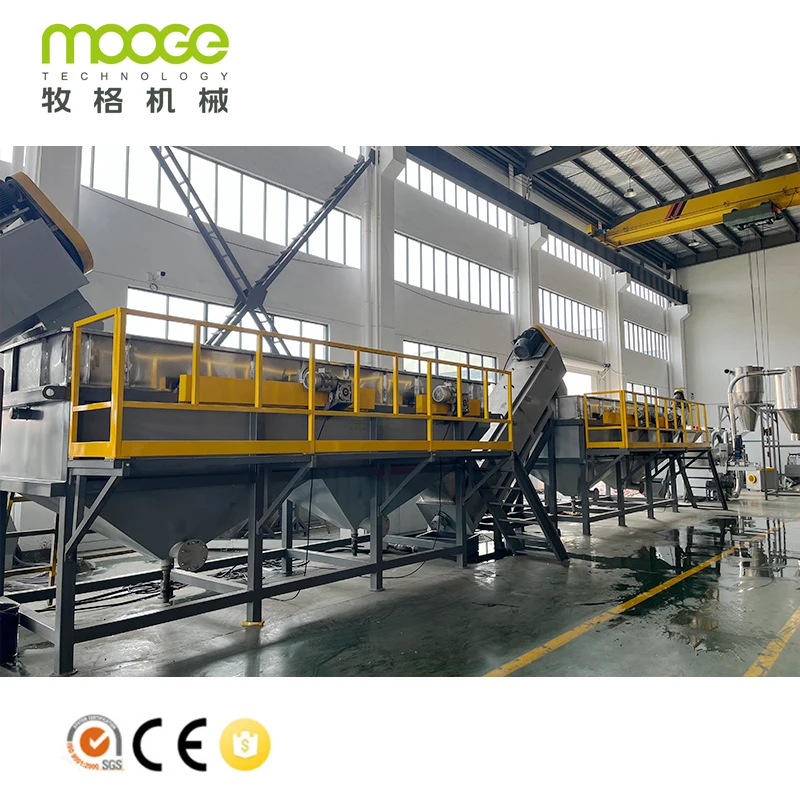 Agricultural Plastic Film Recycling Line Washing Plant / PP PE Waste Film Bags Plastic Recycling Machine