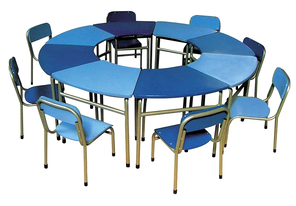 Trapezoid Student Kids Tables with Chairs Set Pre School Furniture