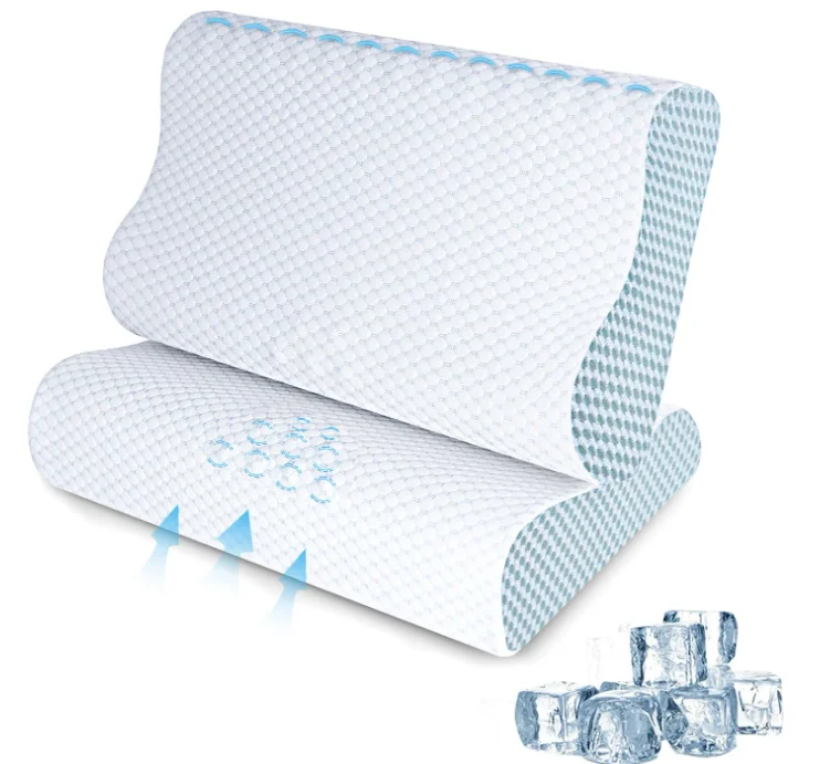 2 Pack Breathable Cooling Cover Summer Home Hotel Sleeping Memory Foam Contoured Cervical Pillow for Neck Pain Relief