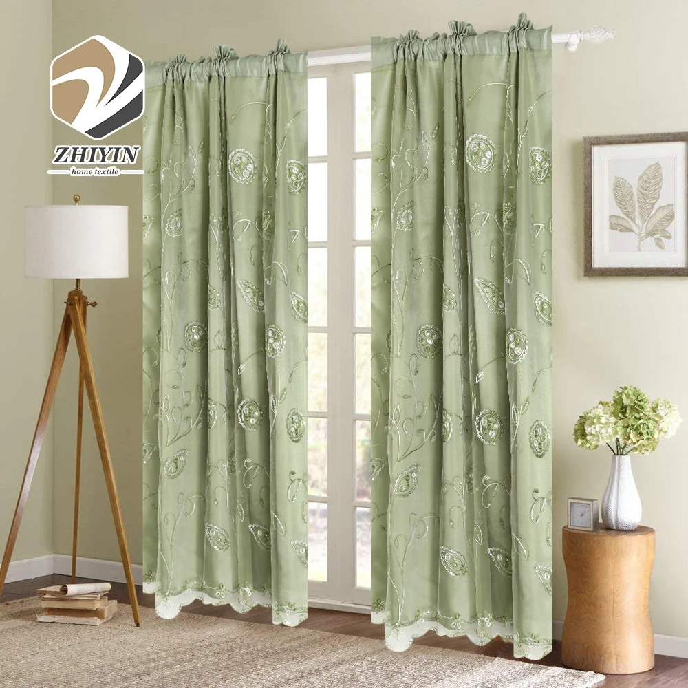 Low Moq Modern Floral Embroidery Organza Curtains For Home Decoration Buy Organza Curtains