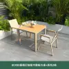 champagne plastic wood panel sq table + 2 tucker chairs