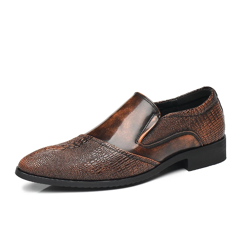 New Products Italian Party Shoes No Tie Lace Cow PU Leather Shoes Oxford  Stylish Dress Shoes for Men