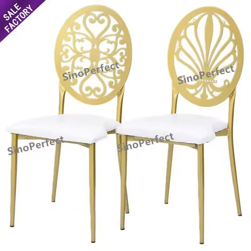Cheap Black Gold Metal Chromed Iron Stacking Furniture Party Hotel Chairs Gold Ceremony Party Reception Wedding Chair for Event
