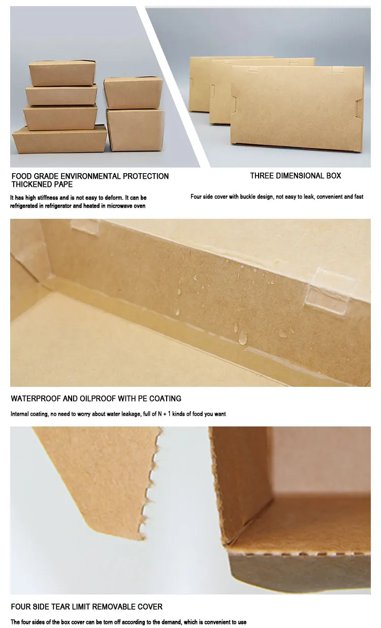 Factory Direct Sale Takeout Box Disposable Food Container Paper Fast Food Packaging Raw Material