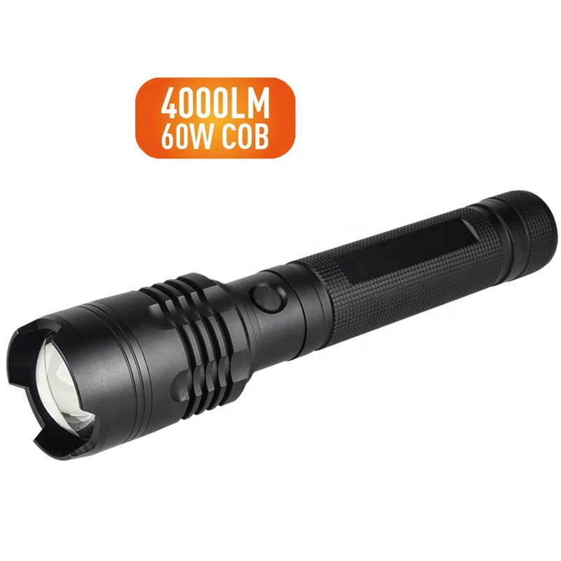 Bright High Power Custom Able Aluminium High Power Rechargeable Zoom Rechargeable Led Flashlight with Power Bank Flashlight