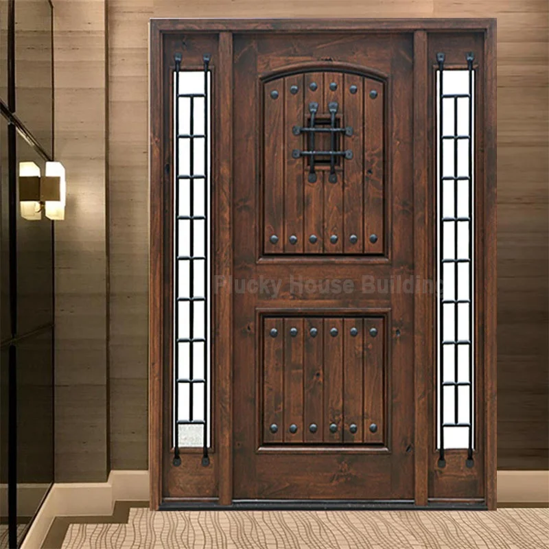 Modern Wood Main Gate Design Exterior Glass Wood Door for Entry