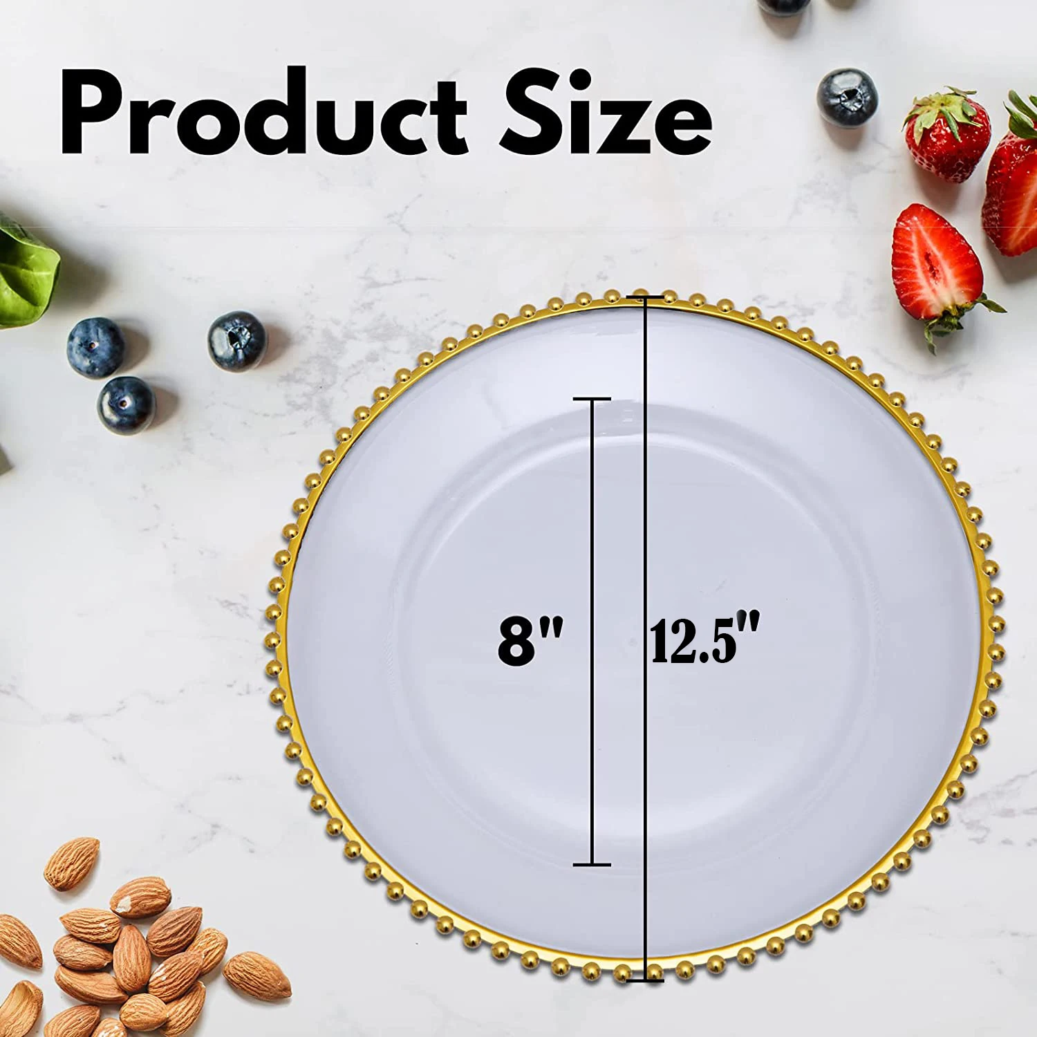 Luxury Romantic Acrylic Charger Plates Gold Silver Beaded Round Clear