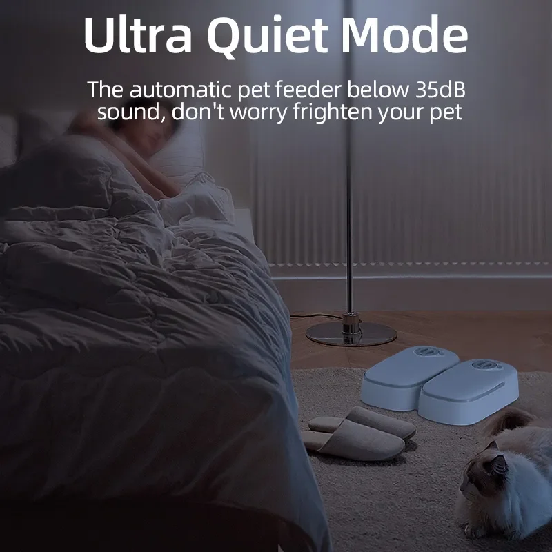 2 Meals Timed Automatic Dog Feeder Dual Bowls Smart Cat Food Dispenser Wet Dry Pet Food Dispenser Pet Feeder Cat Accessories - Image 5