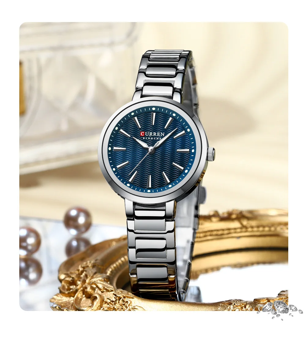 CURREN 9109 Luxury Waterproof Women's Watch Fashionable Stainless Steel Girl Clock Outdoor Luminous Women Wrist Watches