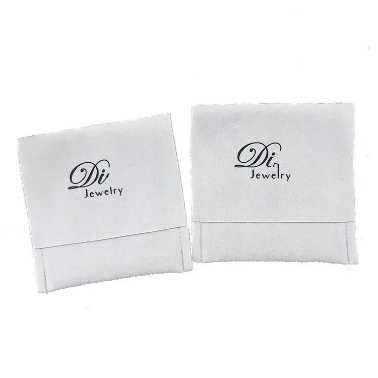 Custom Jewelry Pouch Jewelry Bags Gift Package Flip Cover with Logo Velvet Protection Hot Stamping Recyclable Jelly Accept AZO