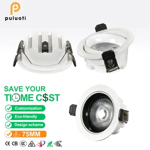 PULUOTI Modern Home Design Style Eye Spotlight Ultra-Thin Adjustable Angle Anti-Glare LED High Color Rendering Index Aluminum