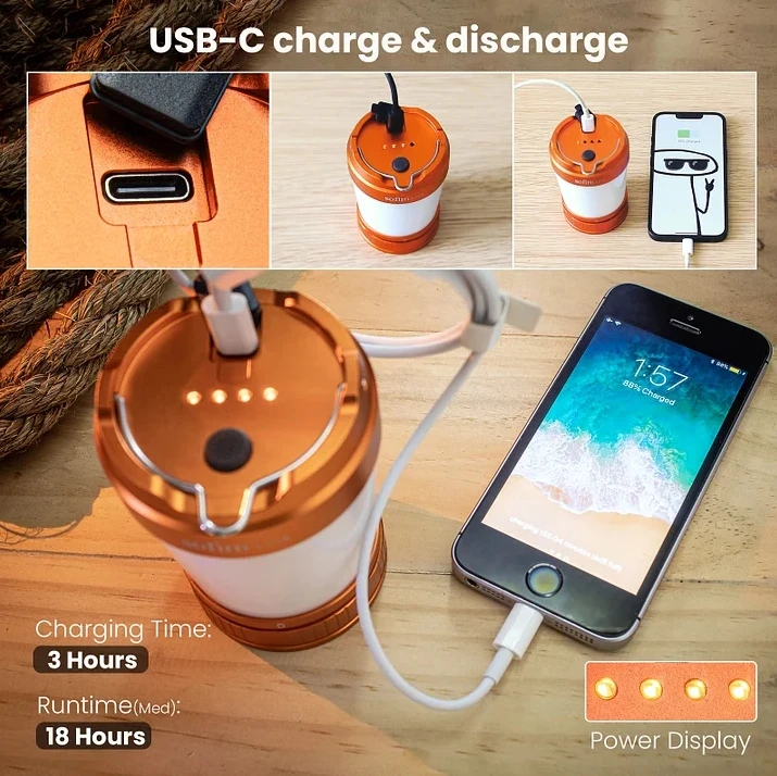 Sofirn IPX8 Waterproof Camping Light Portable  LT1S 21700 USB C Rechargeable Lantern With Power Bank