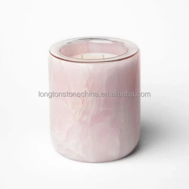 Wholesale Onyx Marble Candle Jar Holder Candle Vessels With Lid Home