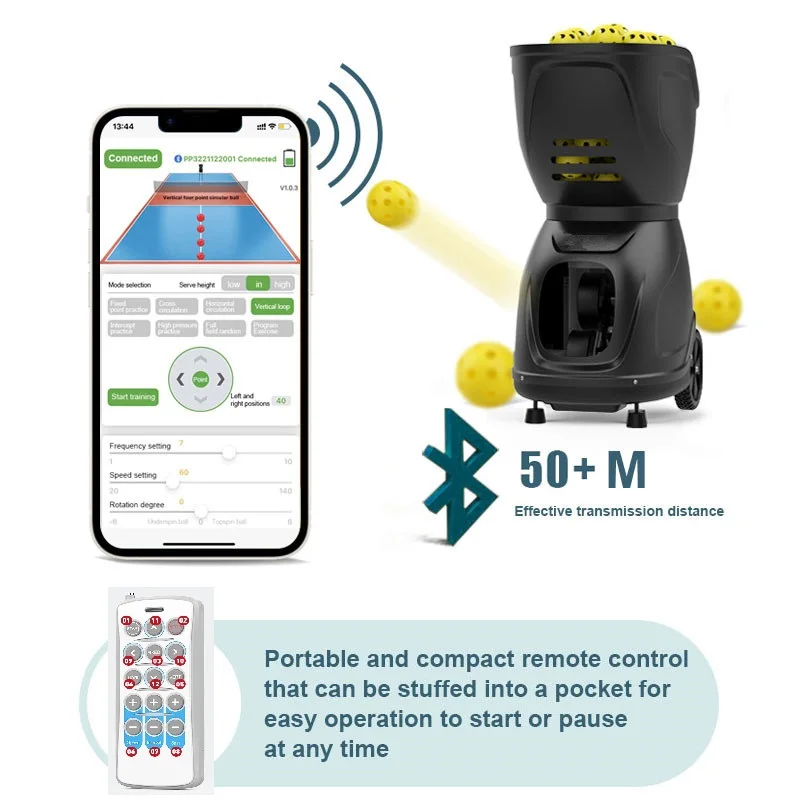 PP8001 Custom Pickleball Training Equipment Remote Control Shooting Feeding Machine with App for Pickle ball Training supplier