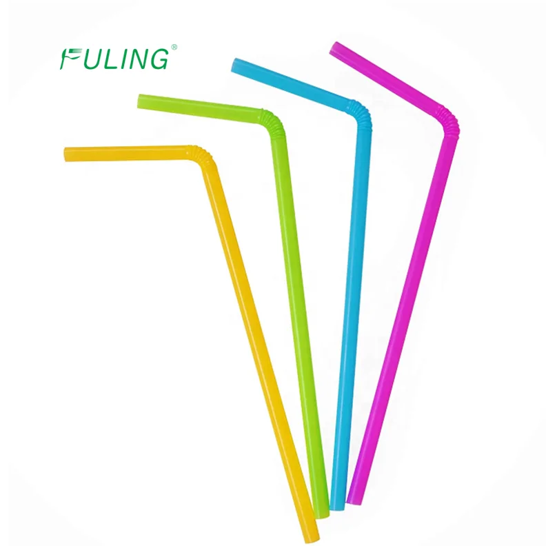 Individually Wrapped Telescope pp Smoothie Straw Jugo  Plastic Neon Colored Flex Drinking Disposable Straw