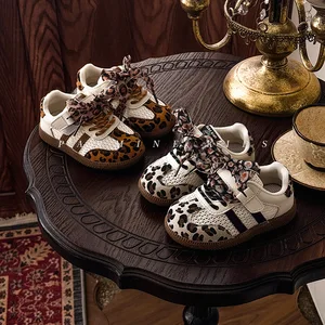 Spring Autumn Girls' Leopard Print Fashionable New Baby Girl Casual Sports Shoes Breathable Soft Sole Toddler Shoes