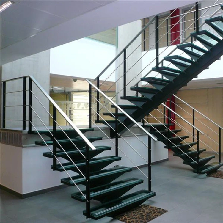 Modern Home Stairs Design Mono Stringer L Shaped Straight Steel Staircase